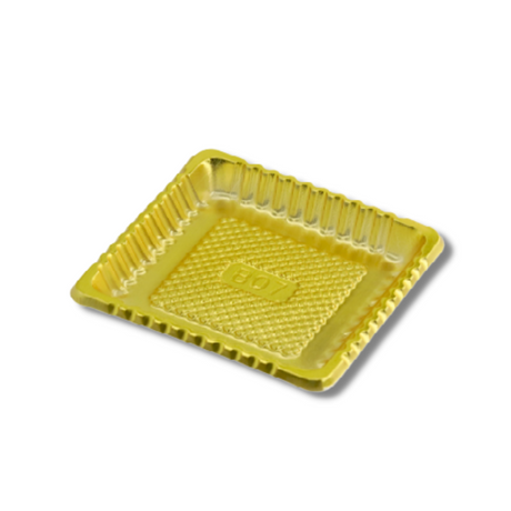 B007 | 2.75x2.75" Plastic Golden Square Cake Board - 400 Pcs