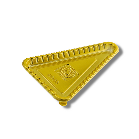 B003 | 4.33x2.56" Plastic Golden Triangular Cake Board - 400 Pcs