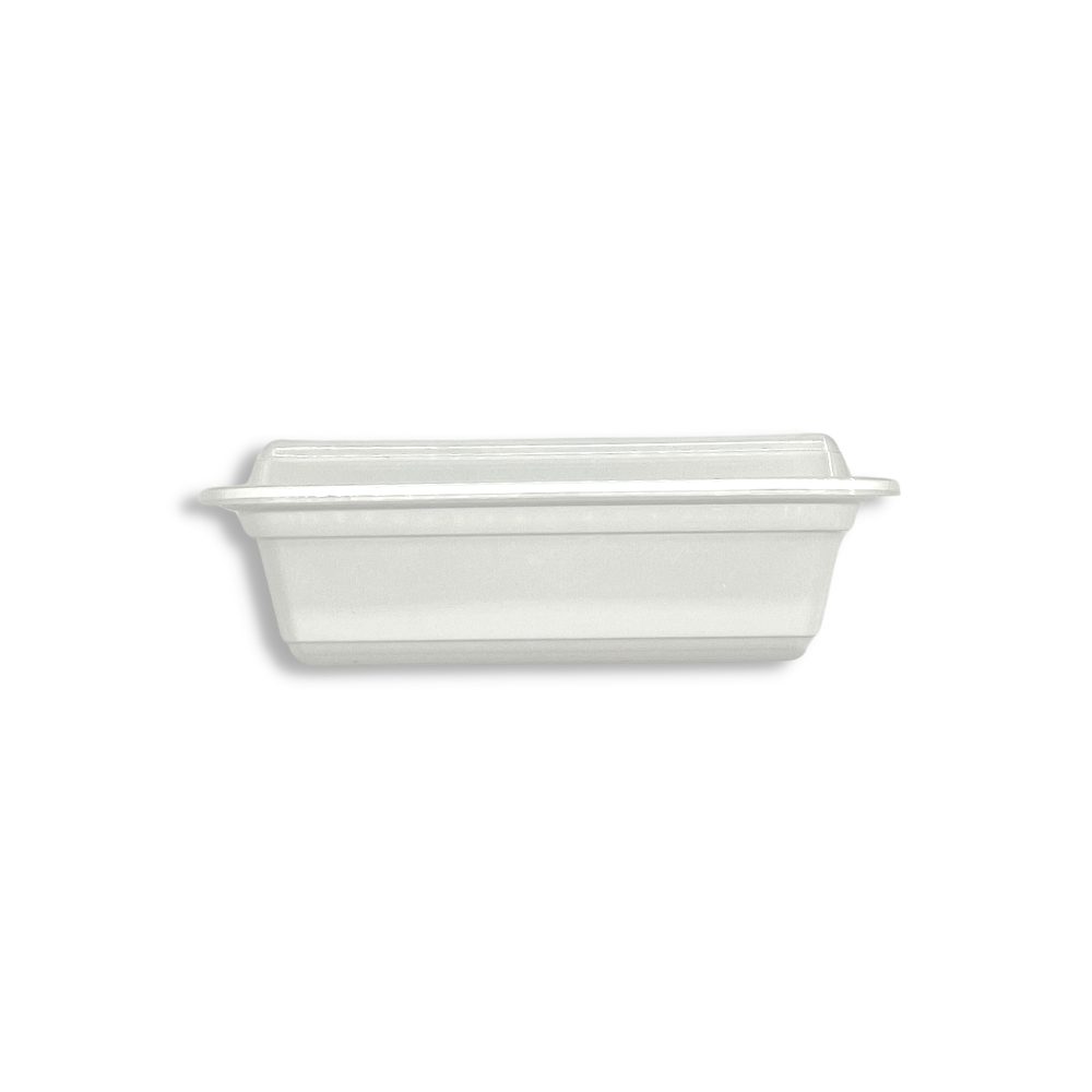RE-24 | HD 24oz Microwaveable PP White Rectangular Container W/ Lid - side