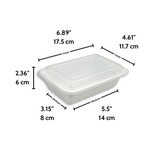 RE-24 | HD 24oz Microwaveable PP White Rectangular Container W/ Lid - size