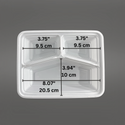 RE-342 (w/Regular) White 3 Compt. Rect. Plastic Container -150 Sets-insidesize