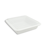 RE-48 | HD 48oz Microwaveable PP White Square Container W/ Lid - 150 Sets