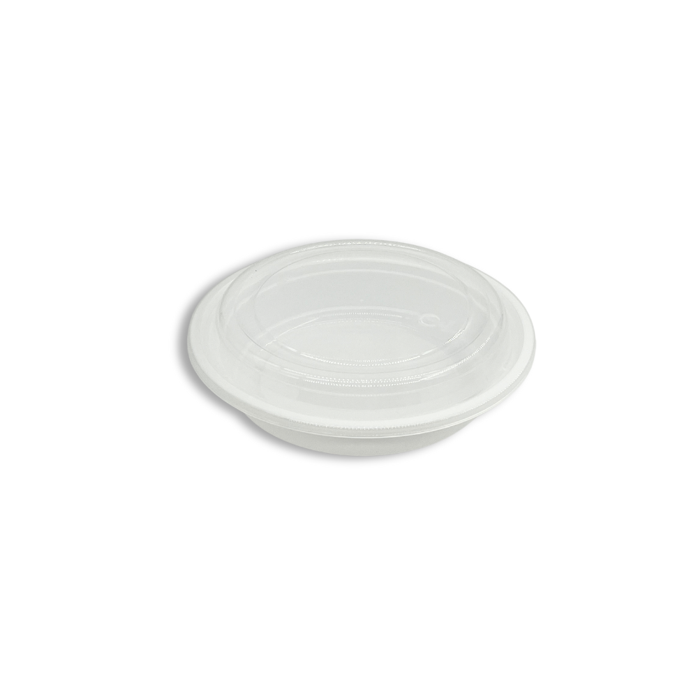 RO-24 | HD 24oz Microwaveable PP White Round Container W/ Vent Lid - 150 Sets