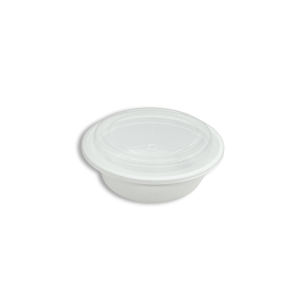 RO-32 | HD 32oz Microwaveable PP White Round Container W/ Vent Lid - 150 Sets