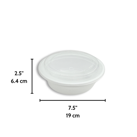 RO-32 | HD 32oz Microwaveable PP White Round Container W/ Vent Lid - 150 Sets