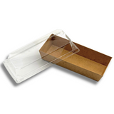 Rectangular Kraft Paper Cake Box W/ PET Lid | 7.5x3.4x2.6" - open