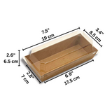 Rectangular Kraft Paper Cake Box W/ PET Lid | 7.5x3.4x2.6" - size