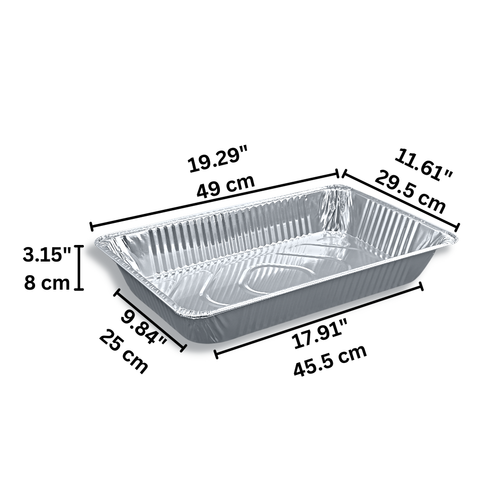 S525-D | Full Size Steam Table Deep Rectangular Aluminum Foil Container (Base Only) - size
