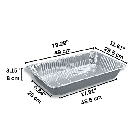 S525-D | Full Size Steam Table Deep Rectangular Aluminum Foil Container (Base Only) - size