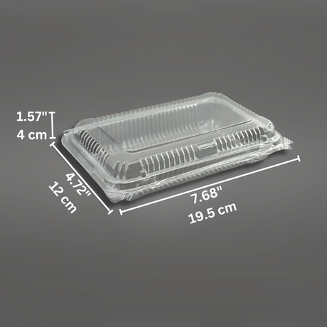 SHT-3 | Clear Rectangular Hinged Container | 7.68x4.72x1.57" - size