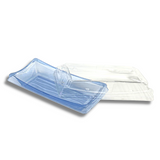 SK-30 PET | Blue Sushi Container W/ Clear Lid | 9x4.33x2.17" - oepn