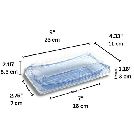 SK-30 PET | Blue Sushi Container W/ Clear Lid | 9x4.33x2.17" - size