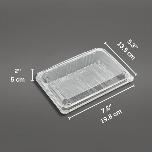 SSC-5B  Clear PET Rectangular Hinged Sushi Container  7.8x5.3x2 - Outer Size