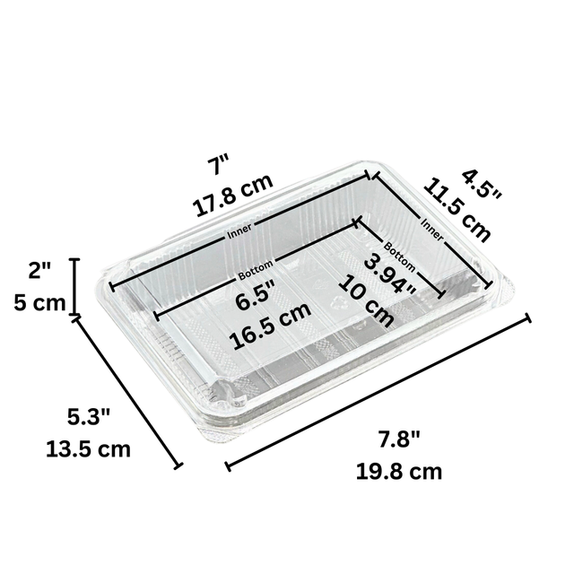 SSC-5B Clear PET Rectangular Hinged Sushi Container 7.8x5.3x2