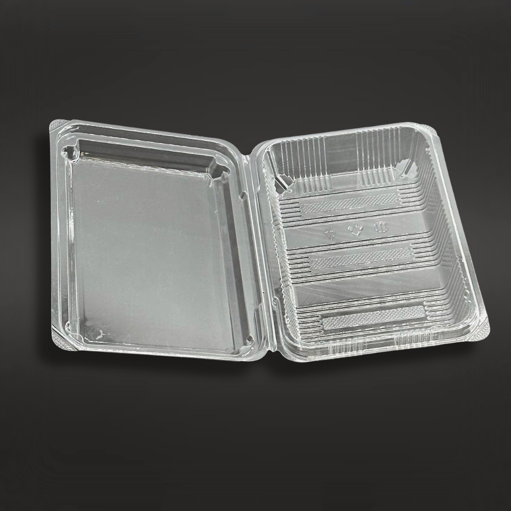 SSC-5B | Clear Rectangular Hinged Container | 7x4.5x1.77" - open