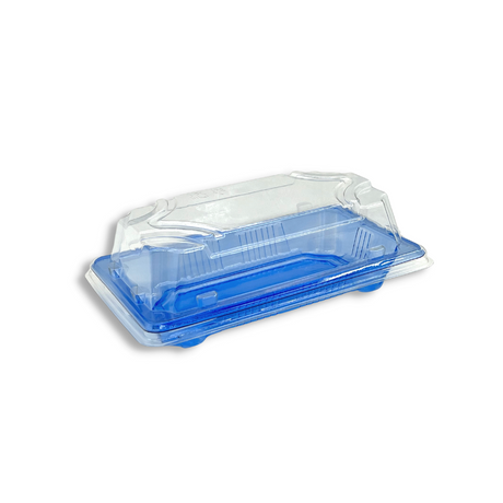 SU-1100 PET | Blue Sushi Tray W/ Clear Lid | 5.52x3.15x1.89" - 800 Sets