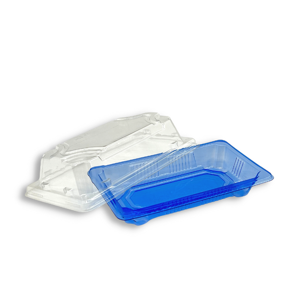 SU-1100 PET | Blue Sushi Tray W/ Clear Lid | 5.52x3.15x1.89