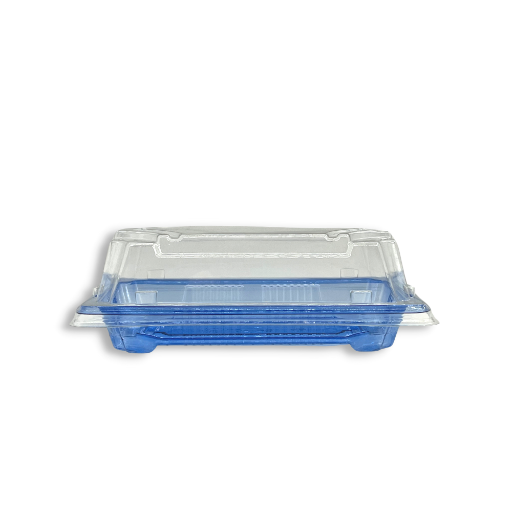 SU-1100 PET | Blue Sushi Tray W/ Clear Lid | 5.52x3.15x1.89" - side