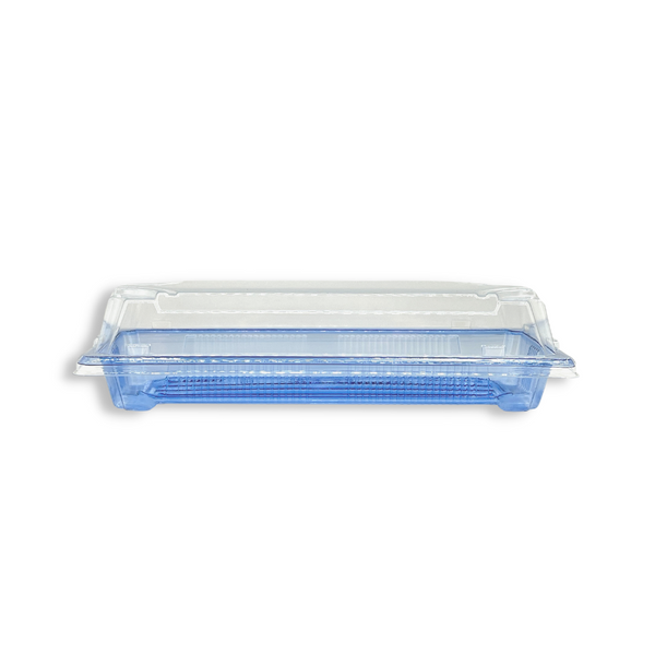 SU-1102 PET | Blue Sushi Tray W/ Clear Lid | 8.66x3.54x2