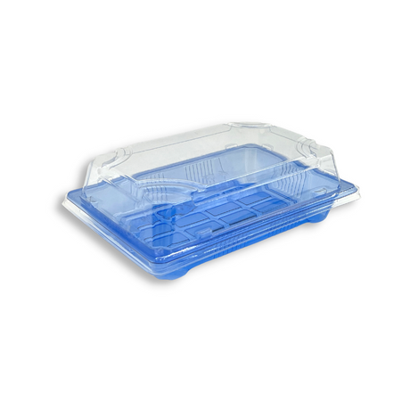 SU-1103 PET | Blue Sushi Tray W/ Clear Lid | 6.5x4.53x2" - 400 Sets