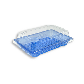 SU-1103 PET | Blue Sushi Tray W/ Clear Lid | 6.5x4.53x2