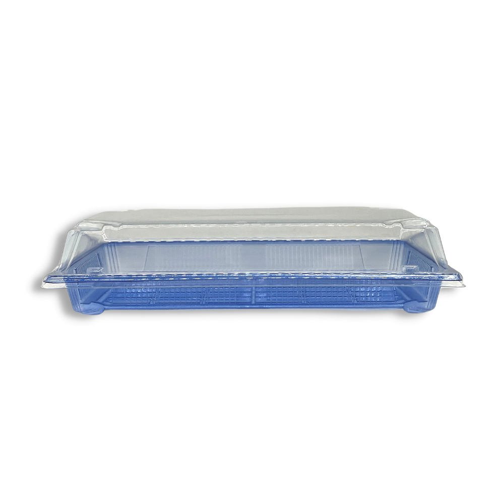 SU-1109 PET | Blue Sushi Tray W/ Clear Lid | 9.25x5.71x2" - side