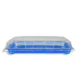 SU-1111 PET | Blue Sushi Tray W/ Clear Lid | 10x7.25x2" - side