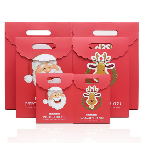 Small/Medium/Large Red Christmas Paper Bag - 10 Pcs