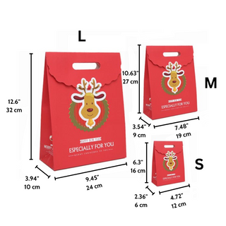 Small/Medium/Large Red Christmas Paper Bag - 10 Pcs