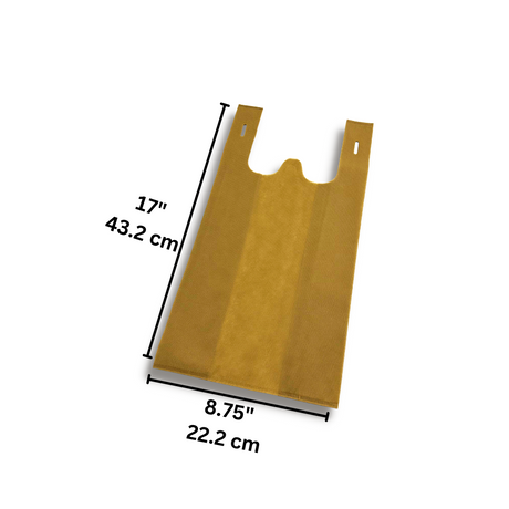 Small Reusable Brown Non-Woven T-Shirt Bag | 8.75x5x17" - 400 Pcs-size