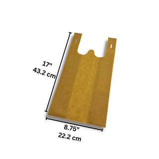Small Reusable Brown Non-Woven T-Shirt Bag | 8.75x5x17