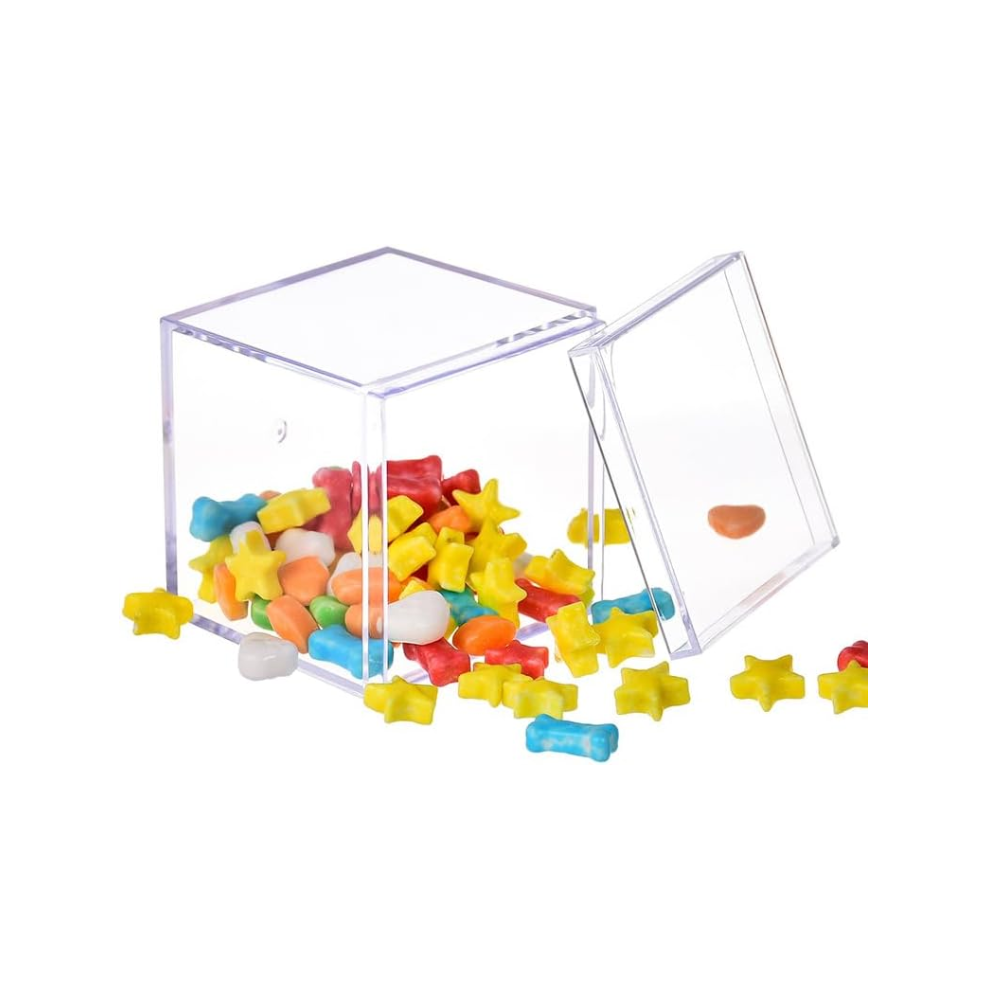 Square Acrylic Clear Dessert Container W Lid  2.36x2.36x2.36 - With Candy