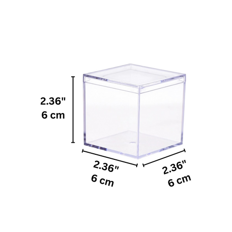 Square Clear Cake Container W/ Lid | 2.36x2.36x2.56"-size