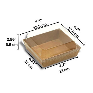 Square Kraft Paper Box W/ PET Lid | 4.7x4.33x2.6