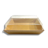 Square Kraft Paper Cake Box W/ PET Lid | 7x7x2.75" - 200 Sets-front