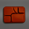 TH566 Base | PP Black Red Rectangular Bento Box | 5 Compartment (Base Only) - 500 Pcs-bottom