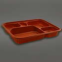TH566 Base | PP Black Red Rectangular Bento Box | 5 Compartment (Base Only) - 500 Pcs-diagonal