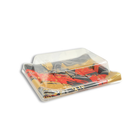 WL-B03 | Golden Red Sushi Tray W/ Clear Lid | 7x5.79x2.17" - 400 Sets
