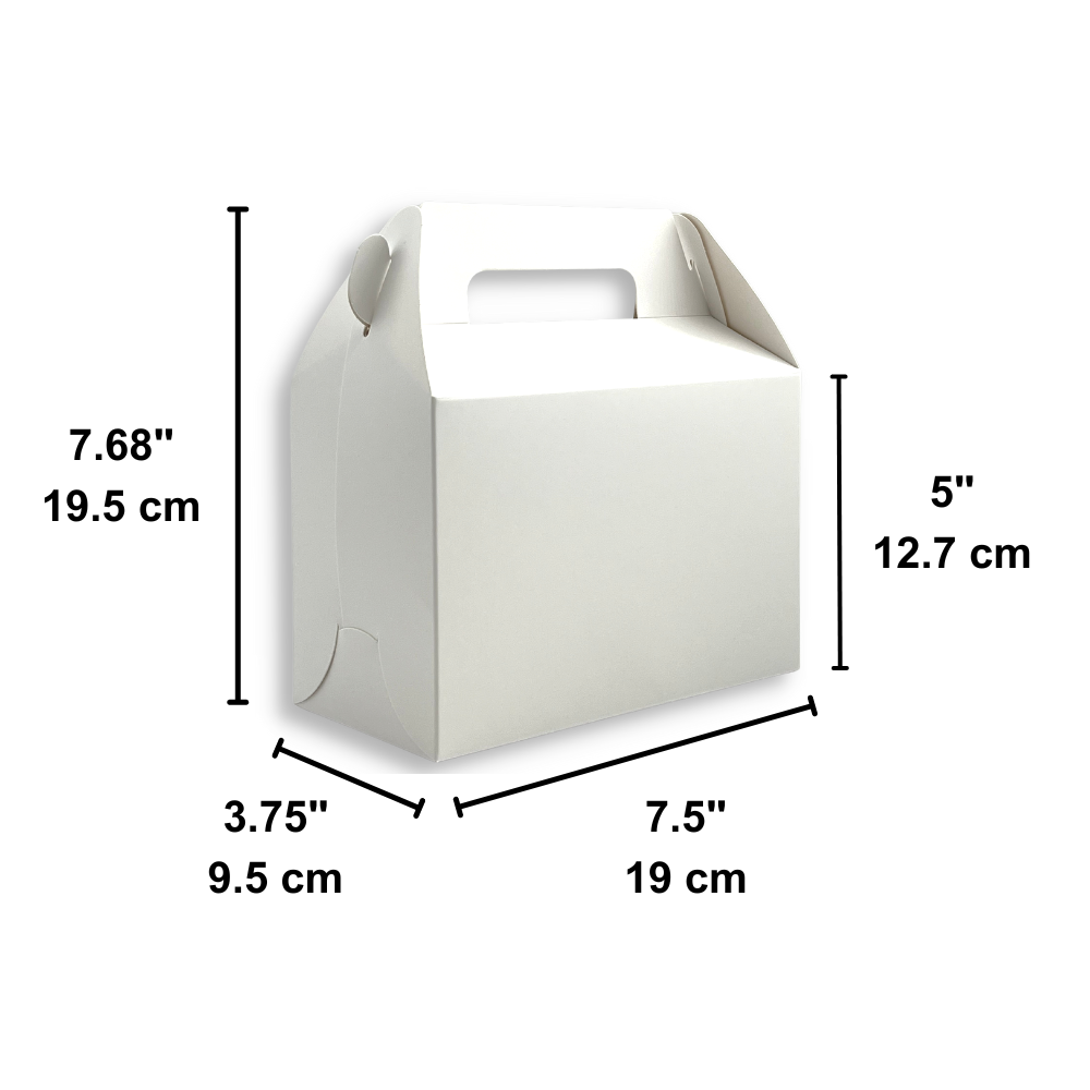 White Cake Paper Box W/ Handle | 7.5x3.75x5" - size