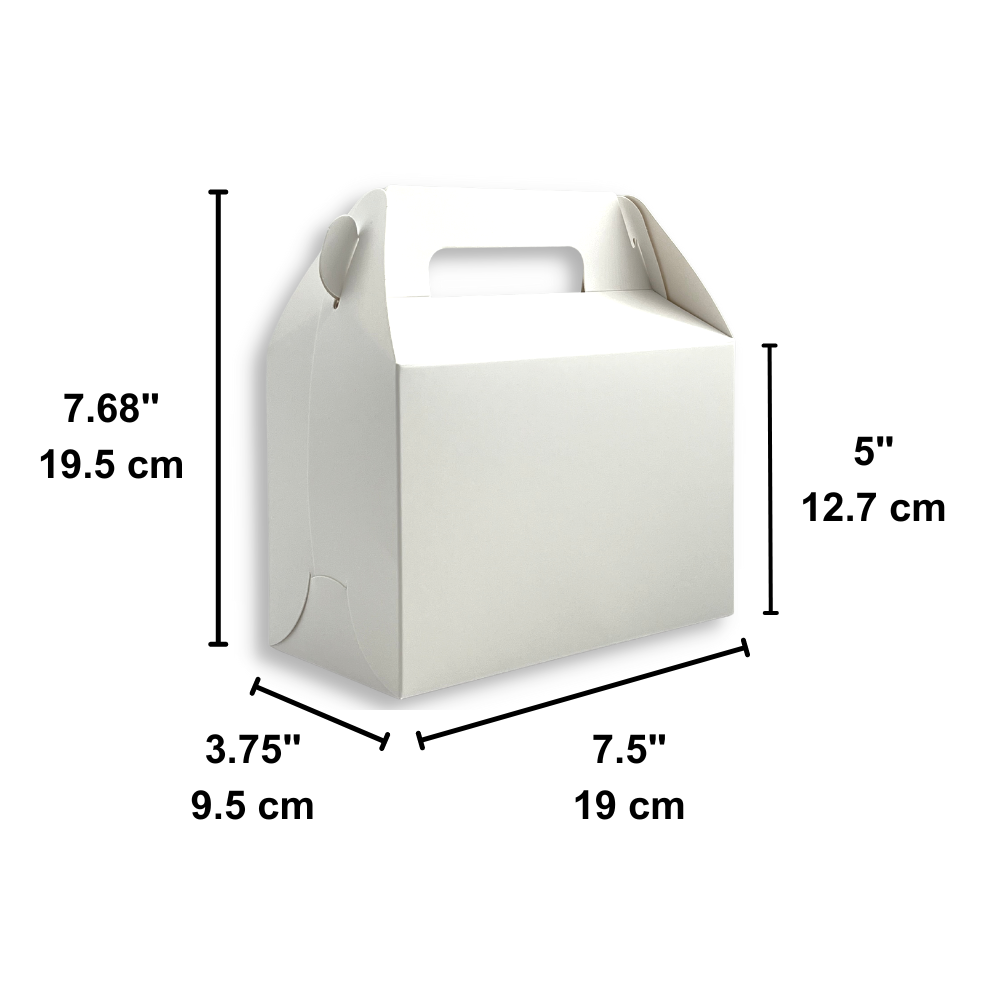 White Cake Paper Box Pastry Box W/ Handle | 7.5x3.75x5