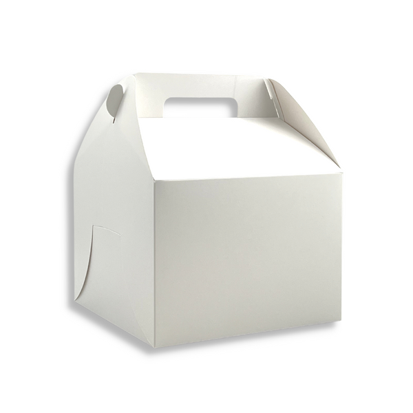 White Cake Paper Box W/ Handle | 8.25x8.25x6