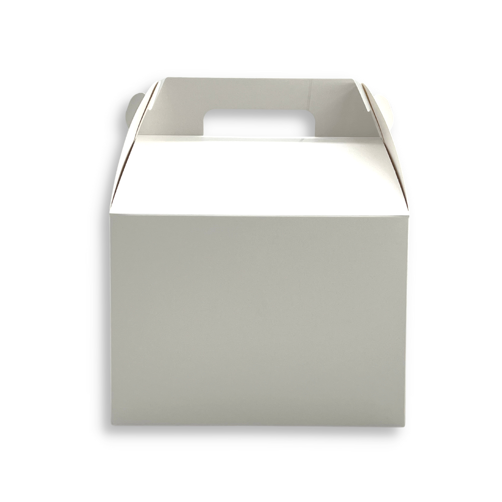 White Cake Paper Box W/ Handle | 8.25x8.25x6" - front