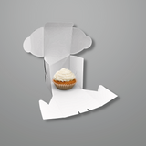 White Square Cake Paper Box | 4.25x4.25x4.25" - cupcake inside