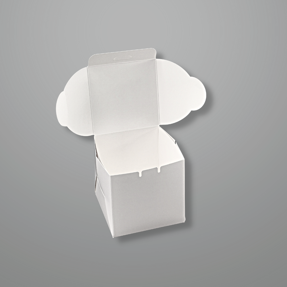 White Square Cake Paper Box | 4.25x4.25x4.25" - open