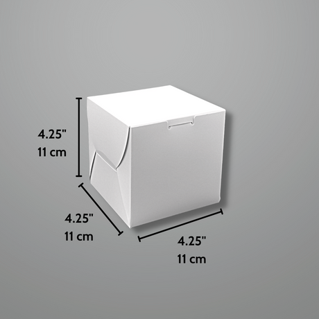 White Square Cake Paper Box | 4.25x4.25x4.25" - size