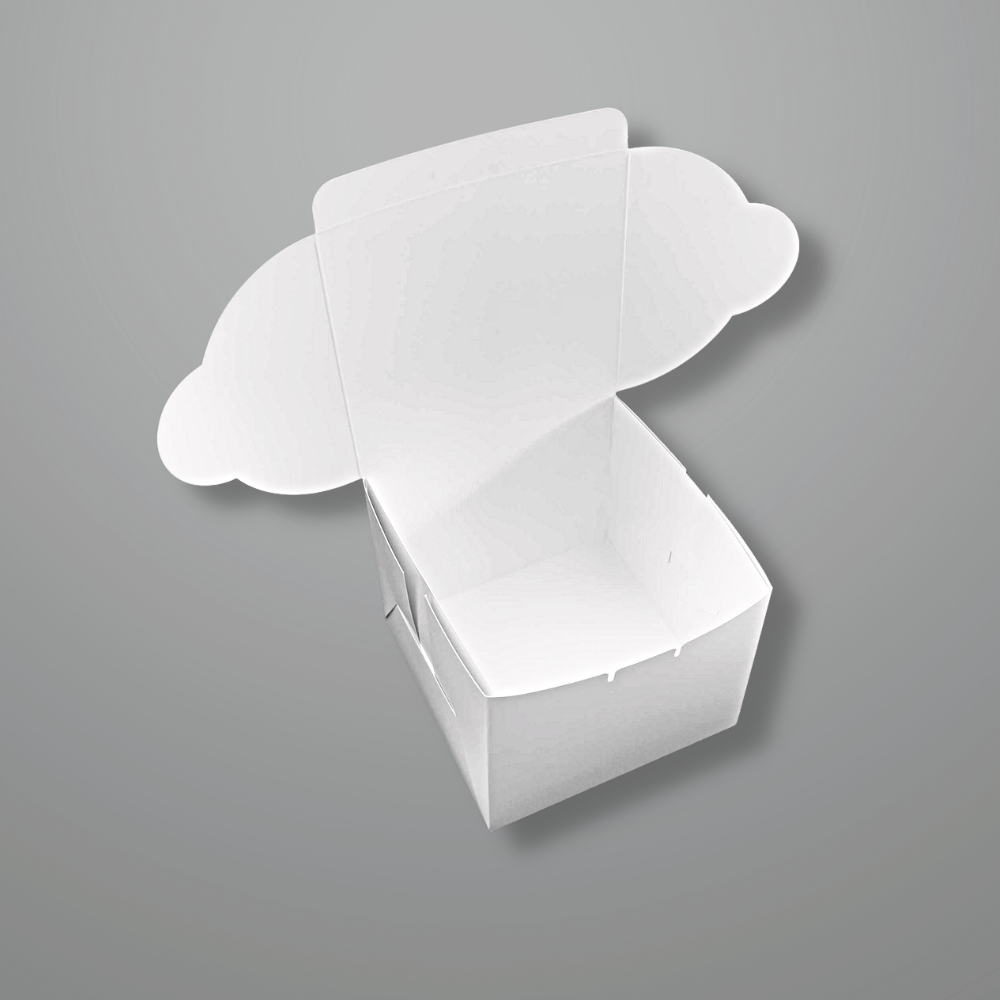 White Square Cake Paper Box | 6x6x5" - open
