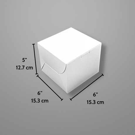 White Square Cake Paper Box | 6x6x5" - size