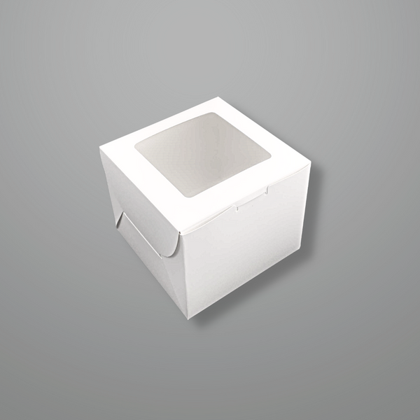 White Square Cake Paper Box W/ Window | 6x6x5