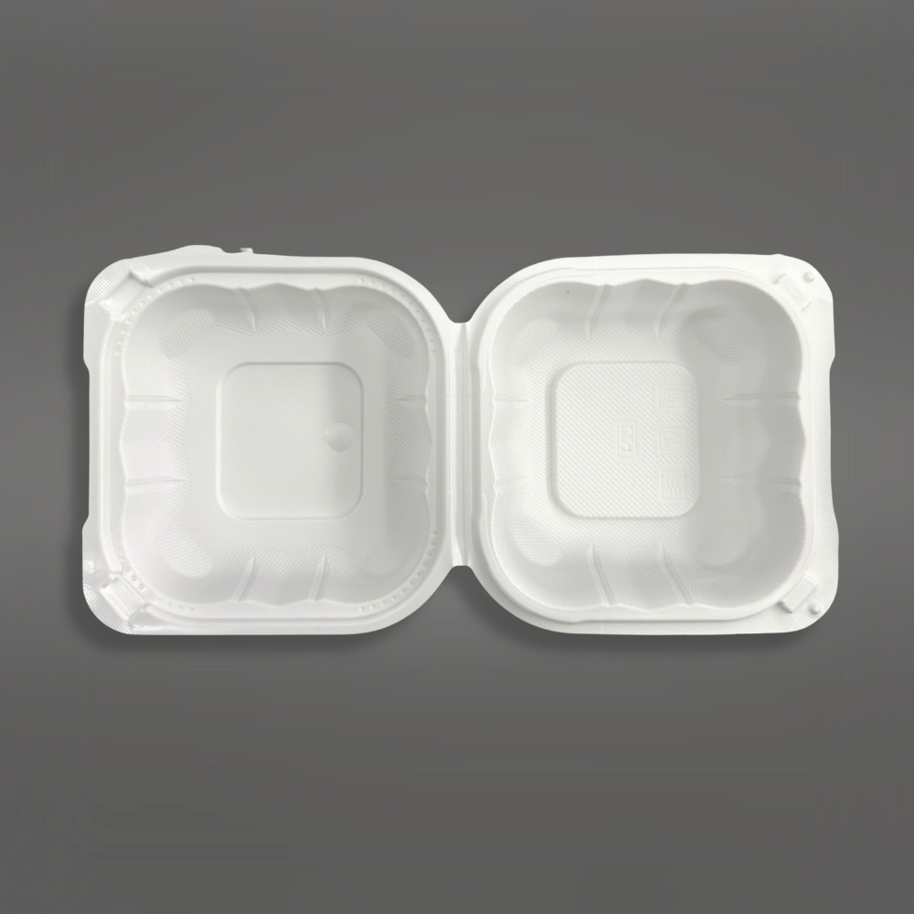 YR-51 | Microwavable PP Square Clamshell Container (224) w/Hole | 4.9x4.9x3.2" - 250 Pcs-inside