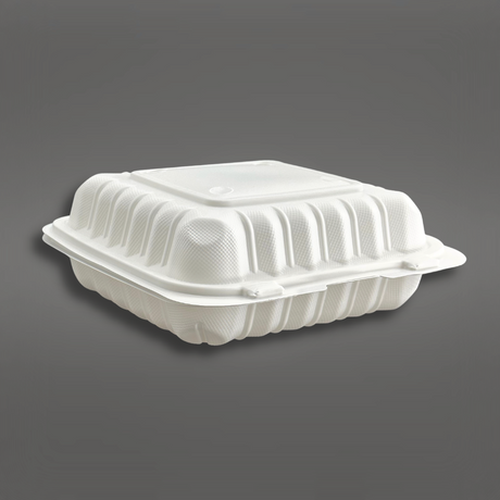 YR-781 | Microwavable PP Square Clamshell Container (224) w/Hole | 7.8x7.8x3.4" - 150 Pcs-diagonal